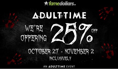 BEWARE!! For Halloween, Adult Time is offering a spooky deal of ONLY $89.95/year FOR LIFE and $14.95/month!!