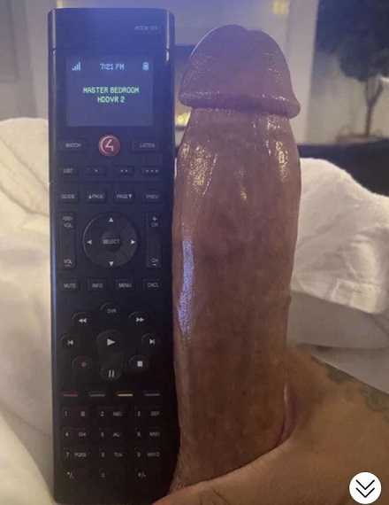 Tyga cock measured against tv remote 